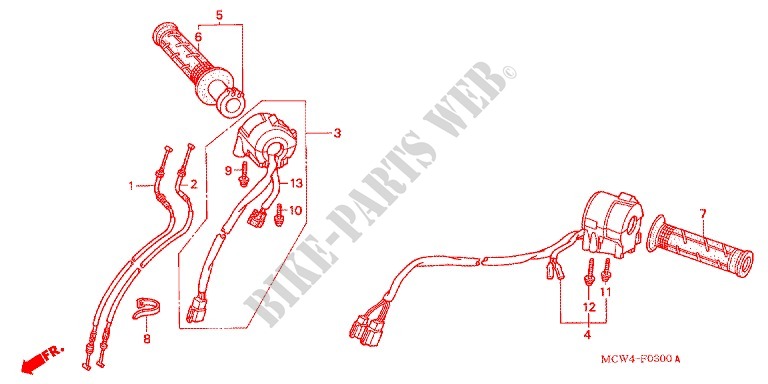 LEVER   SWITCH   CABLE (1) for Honda VFR 800 INTERCEPTOR ABS 2002