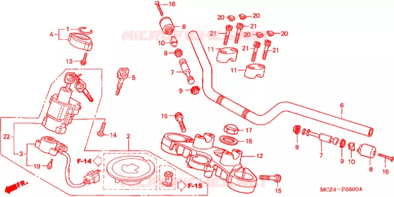 HANDLE PIPE/TOP BRIDGE (2) Honda MOTO 900 HORNET 2003  CB900F3_A