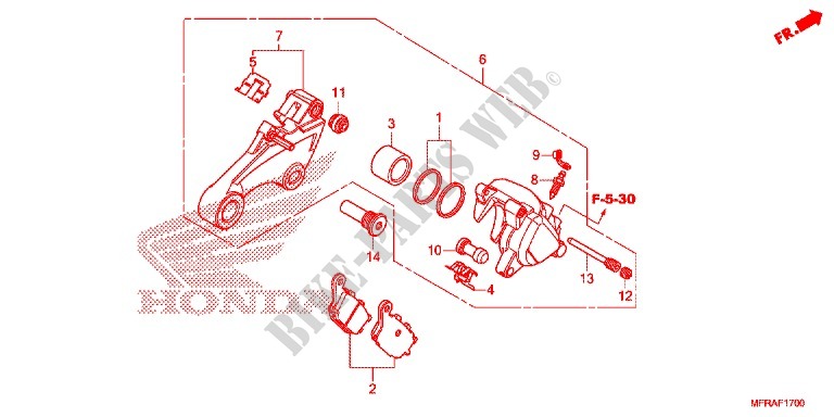REAR BRAKE CALIPER (VT1300CR/CS/CT/CX) for Honda VT 1300 STATELINE 2013