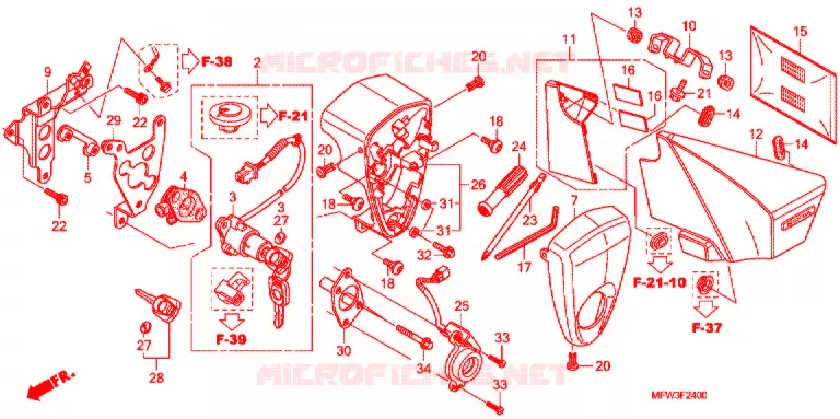 SIDE COVER - TOOLS - IGNITION SWITCH Honda MOTO 1300 VT 2010  VT1300CSAA