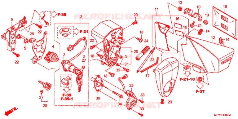 SIDE COVER - TOOLS - IGNITION SWITCH Honda MOTO 1300 VT 2011  VT1300CSB_J