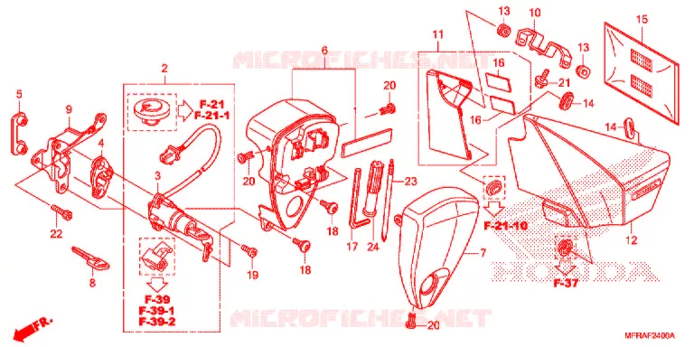 SIDE COVER - TOOLS - IGNITION SWITCH Honda MOTO 1300 VT 2013  VT1300CSD