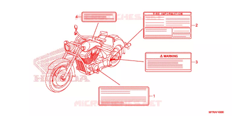 CAUTION LABEL (VT1300CRA/CR/CSA/CS/CTA/CT) Honda MOTO 1300 VT 2013  VT1300CSD