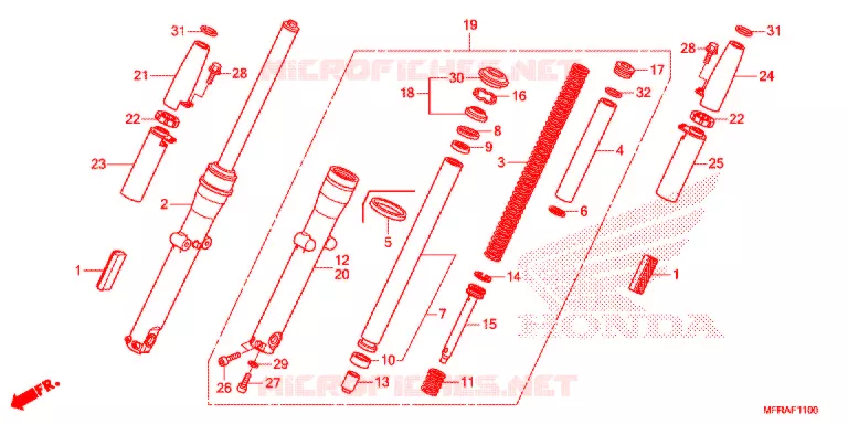 FRONT FORK (VT1300CRA/CR/CSA/CS/CTA/CT) Honda MOTO 1300 VT 2013  VT1300CSD