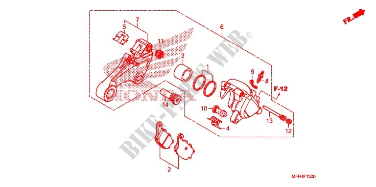 REAR BRAKE CALIPER (VT1300CX) for Honda VT 1300 C FURY 2012