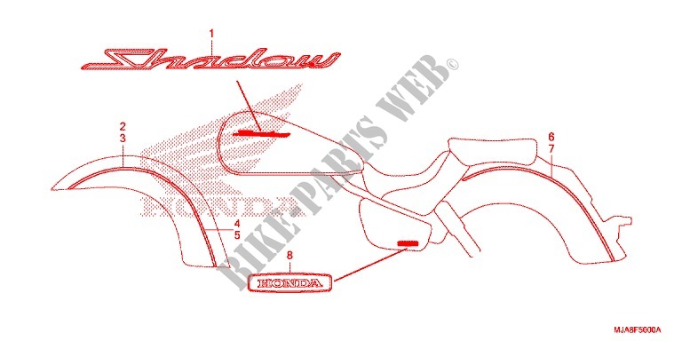 EMBLEM (VT750C/CA/CS) for Honda SHADOW VT 750 AERO ABS GRAY 2014