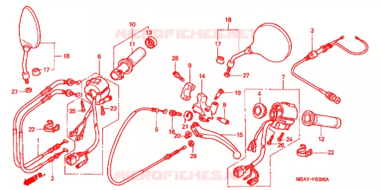 HANDLE SWITCH - LEVER - CABLE - GRIP Honda MOTO 750 SHADOW 2000  VT750CD2Y