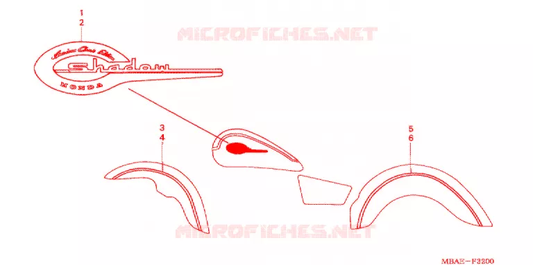 STICKERS (VT750CDA/CDB/CDC) Honda MOTO 750 SHADOW 2003  VT750CDA3