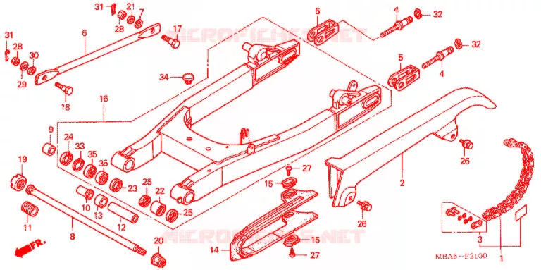 SWINGARM - CHAIN CASE Honda MOTO 750 SHADOW 2003  VT750CDD3
