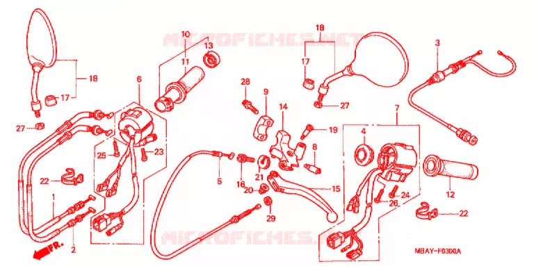 HANDLE SWITCH - LEVER - CABLE - GRIP Honda MOTO 750 SHADOW 2000  VT750CDY