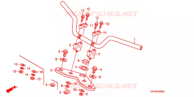 HANDLE PIPE/TOP BRIDGE (2) Honda MOTO 100 APE 2012  XZ1009