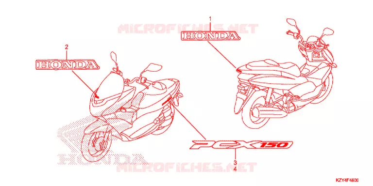 STICKERS Honda SCOOTER 150 PCX 2013  WW150D