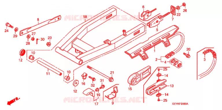 SWINGARM - CHAIN CASE Honda MOTO 50 APE 2012  XZ509_2J