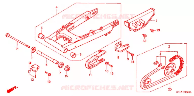 SWINGARM - CHAIN CASE Honda MOTO 80 XR 2000  XR80RY