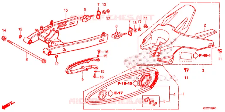 SWINGARM - CHAIN CASE Honda MOTO 125 MSX 2017  MSX125H_TH