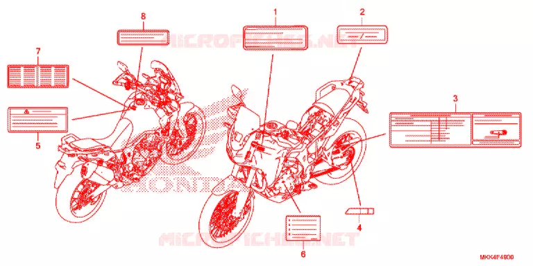 CAUTION LABEL (CRF1000A/D) Honda MOTO 1000 AFRICA-TWIN 2018  CRF1000DJ