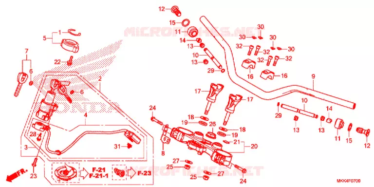 HANDLEBAR - TRIPLE CLAMP - STEERING STEM Honda MOTO 1000 AFRICA-TWIN 2018  CRF1000DJ