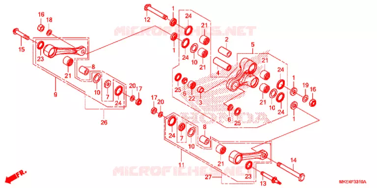 REAR SHOCK & ROCKER ARM Honda MOTO 450 CRF 2018  CRF450RXJ