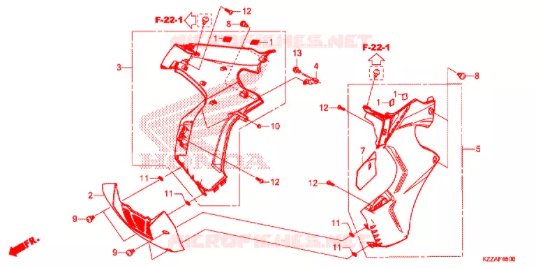 FRONT SIDE COWL Honda MOTO 250 CRF 2017  CRF250RLH