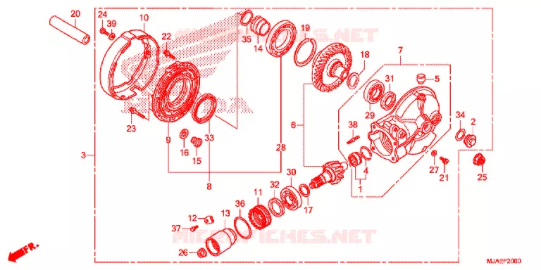FINAL DRIVEN GEAR - REAR AXLE SHAFT Honda MOTO 750 SHADOW 2017  VT750CSH