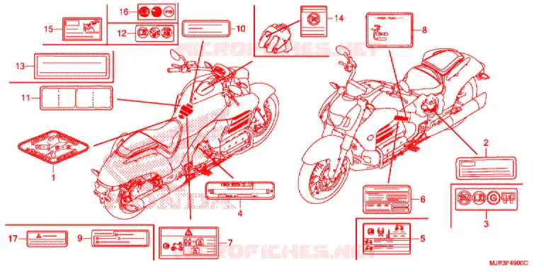 CAUTION LABEL Honda MOTO 1800 GOLD-WING 2017  GL1800CH