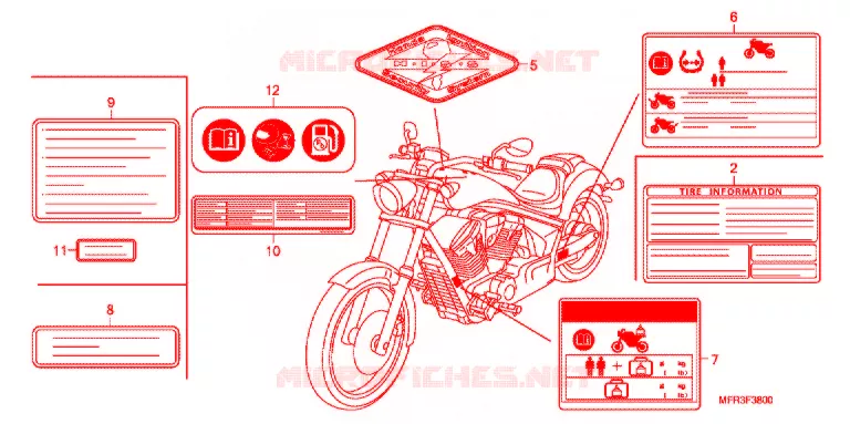 CAUTION LABEL Honda MOTO 1300 VT 2011  VT1300CXAA