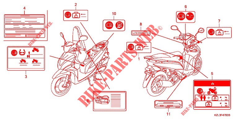 CAUTION LABEL for Honda VISION 110 2014