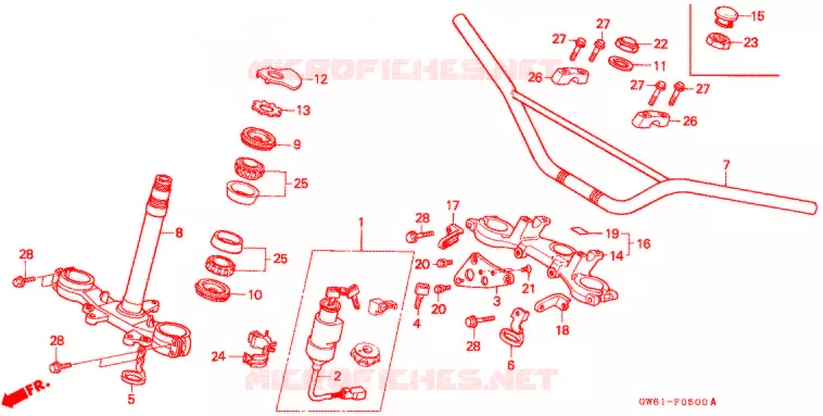 HANDLEBAR - TOP FORK TEE Honda MOTO 80 CRM 1989  CRM80J