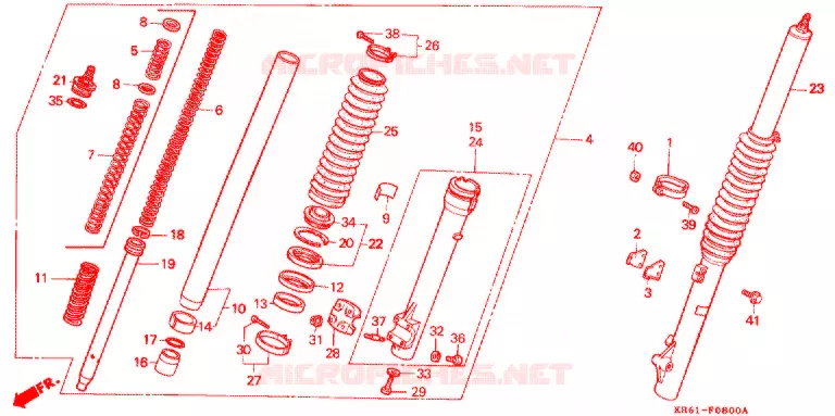 FRONT FORK (1) (RF/R2F/RH/R3J/RK/RL/R3L) Honda MOTO 250 XL 1986  XLR250R2F