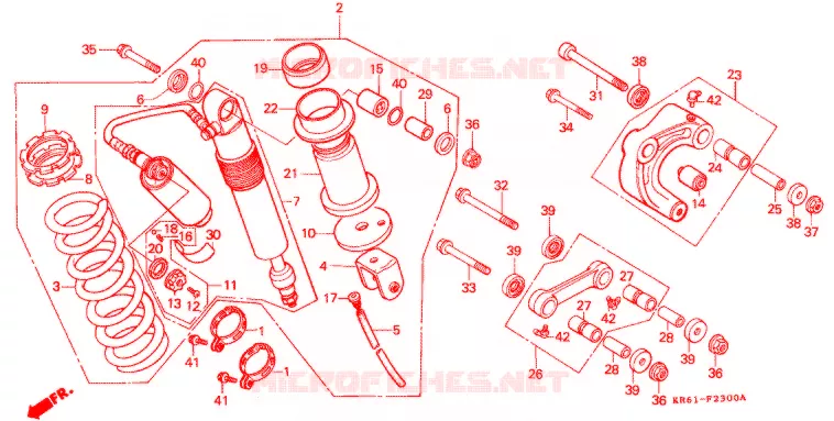 REAR SHOCK ABSORBER (1) (RF/R2F/RH/R3J/RK/RL/R3L) Honda MOTO 250 XL 1985  XLR250R2F