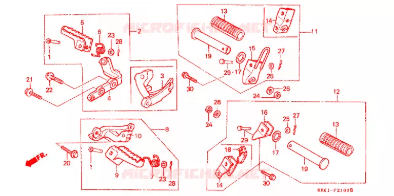 FOOTREST (1) (RF/R2F/RH/R3J/RK/RL/R3L) Honda MOTO 250 XL 1987  XLR250RH
