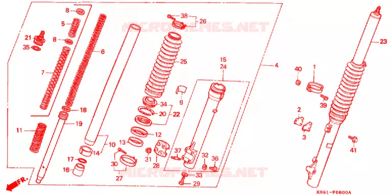 FRONT FORK (1) (RF/R2F/RH/R3J/RK/RL/R3L) Honda MOTO 250 XL 1987  XLR250RH