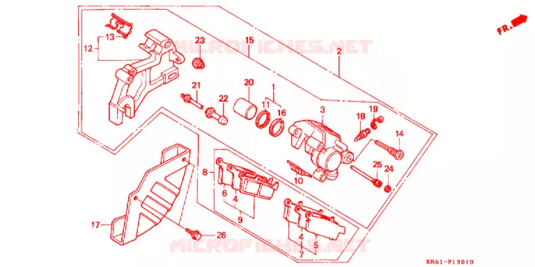 REAR BRAKE CALIPER (2) (RM/R3M/RN/R3N/RP/RR/R3R) Honda MOTO 250 XL 1991  XLR250RM