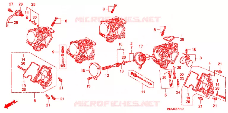 CARBURETOR (COMPONENT PARTS) Honda MOTO 250 HORNET 1996  CB250FT
