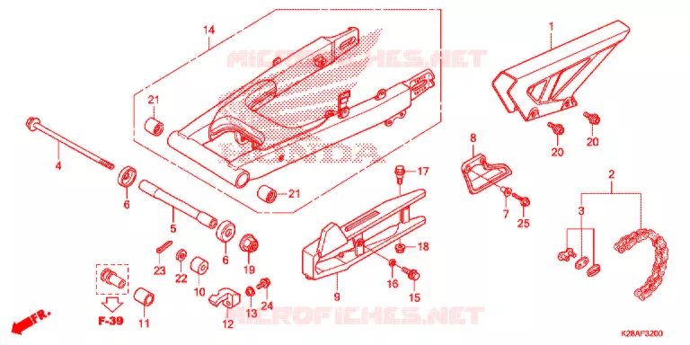 SWINGARM - CHAIN CASE Honda MOTO 125 CRF 2019  CRF125FK