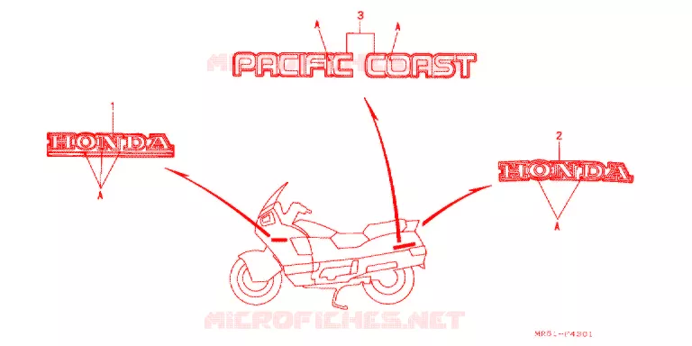 STICKERS (PC800R) Honda MOTO 800 PC800 1992  PC800R