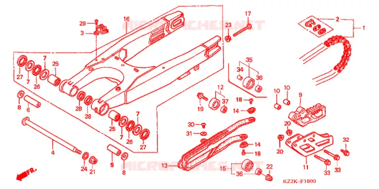 SWINGARM - CHAIN CASE Honda MOTO 250 CR 2003  CR250R3