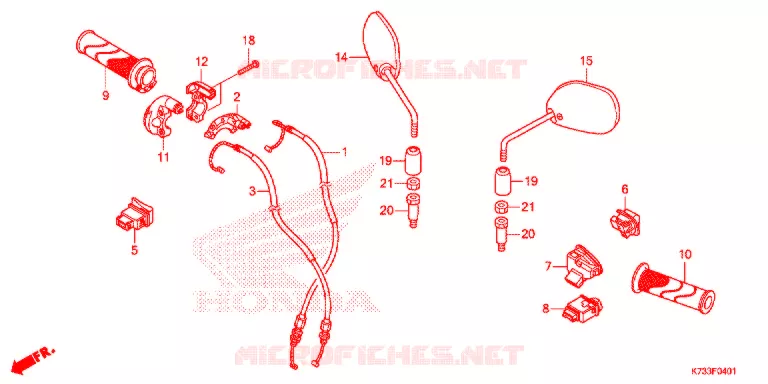 HANDLE SWITCH - CABLE - GRIP - MIRRORS (AFS125MSF/CSFK) Honda MOTO 125 WAVE 2018  AFS125CSFK