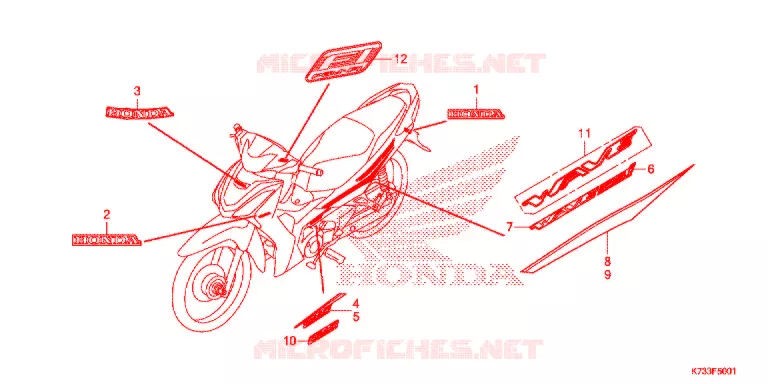 STICKERS (AFS125MSF/CSFK) Honda MOTO 125 WAVE 2019  AFS125CSFK
