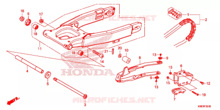 SWINGARM - CHAIN CASE Honda MOTO 250 CRF 2020  CRF250FL