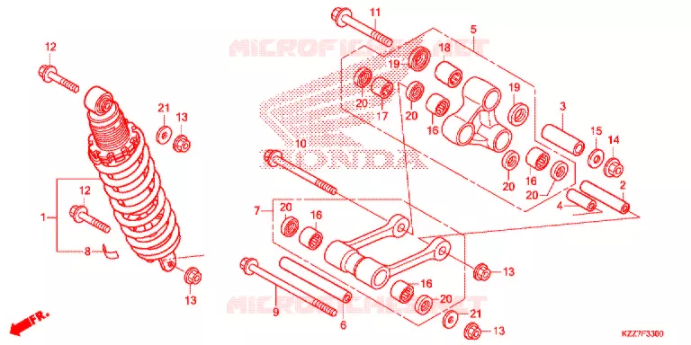 REAR SHOCK ABSORBER (2) Honda MOTO 250 CRF 2021  CRF250RLK