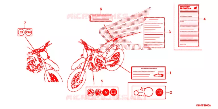 CAUTION LABEL Honda MOTO 250 CRF 2021  CRF250RL