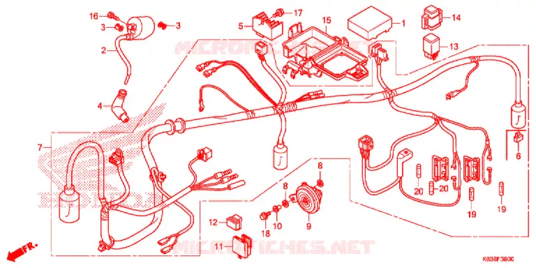 WIRE HARNESS/BATTERY Honda MOTO 110 CD 2017  CB110C2H