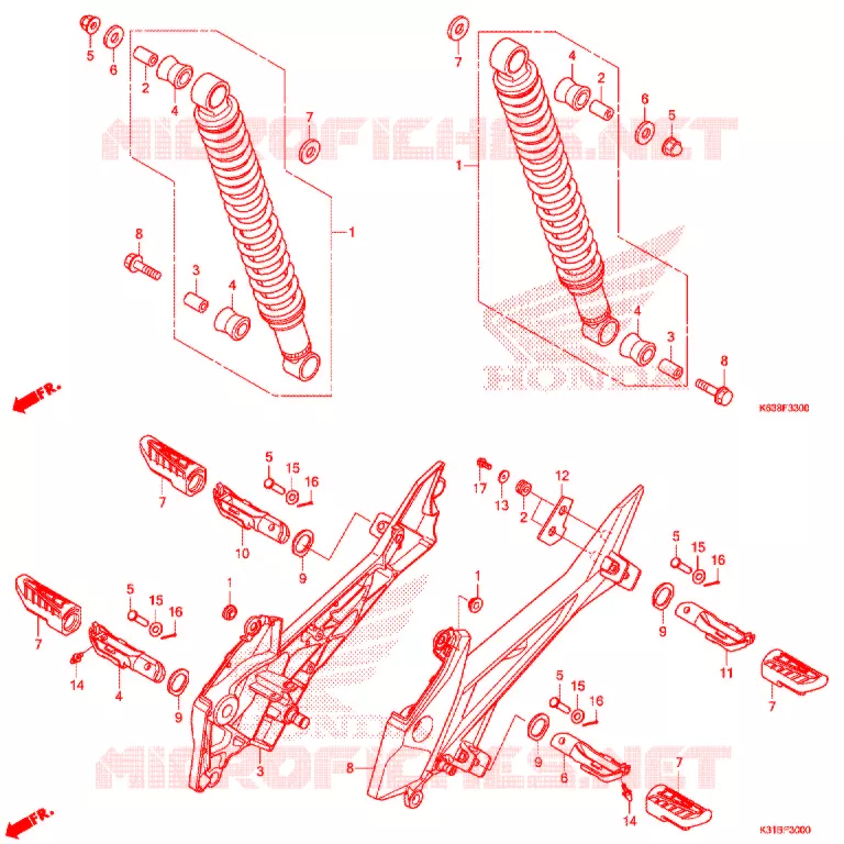 REAR SHOCK ABSORBER (2) Honda MOTO 110 CD 2017  CB110C2MH