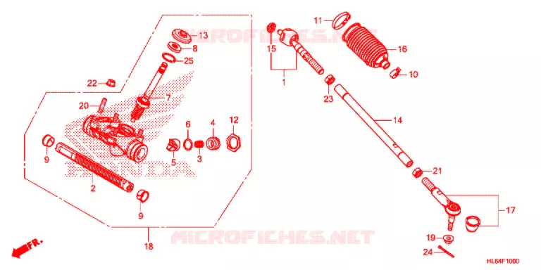 STEERING RACK - TIE ROD Honda ATV 1000 TALON 2019  SXS1000S2RK