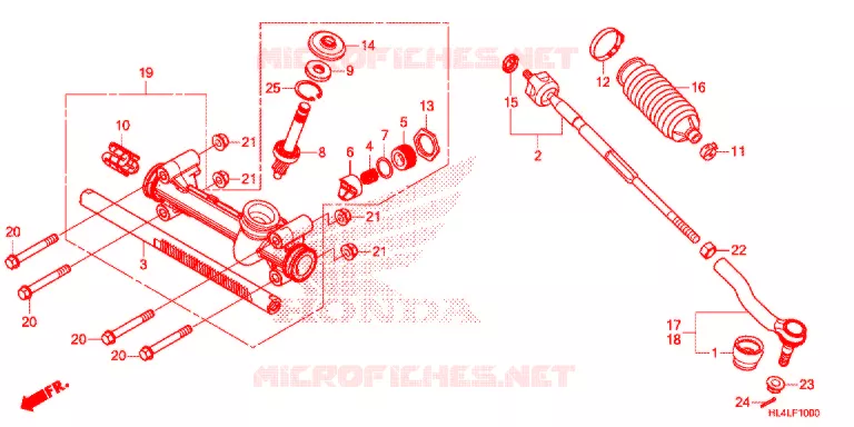 STEERING RACK - TIE ROD Honda ATV 1000 PIONEER 2020  SXS1000M3PL
